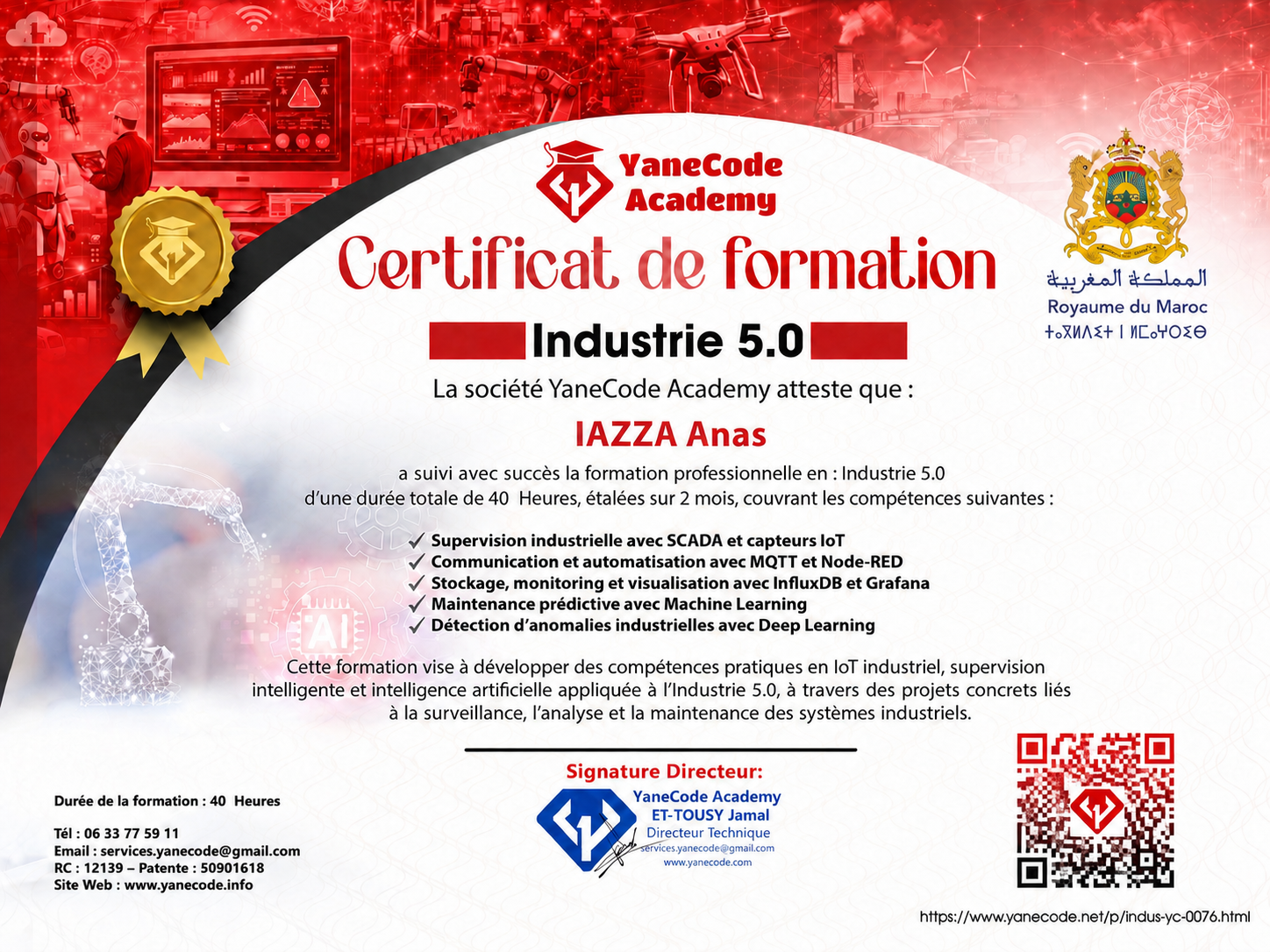 Aperçu du certificat précédent